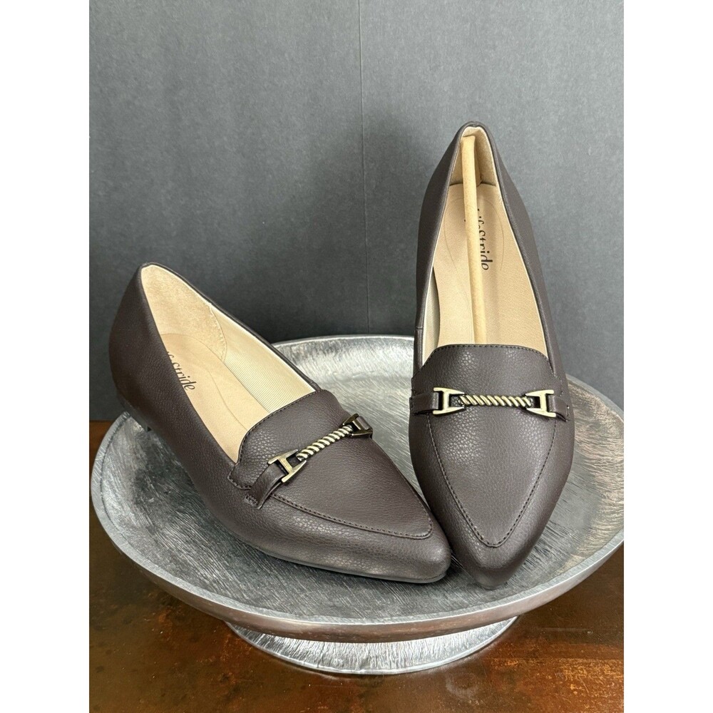 Preppy brown chic work slip on Loafer LifeStride Women's Precious 2  SIZE 7 W